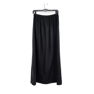 Hot Knots Women's 100% Linen Pintucks A-Line Maxi Skirt - M/L